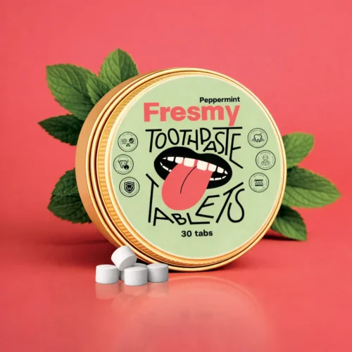 Peppermint toothpaste tablets in aluminium tin, 30 tablets