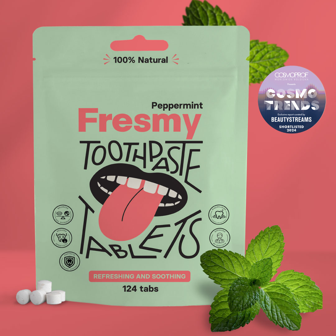 Peppermint toothpaste tablets in paper bag, 124pc / Piparmündi hambapasta tabletid paberpakendis, 124tk