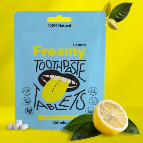 Lemon toothpaste tablets in paper bag, 124pc / Sidruni hambapasta tabletid paberpakendis, 124tk