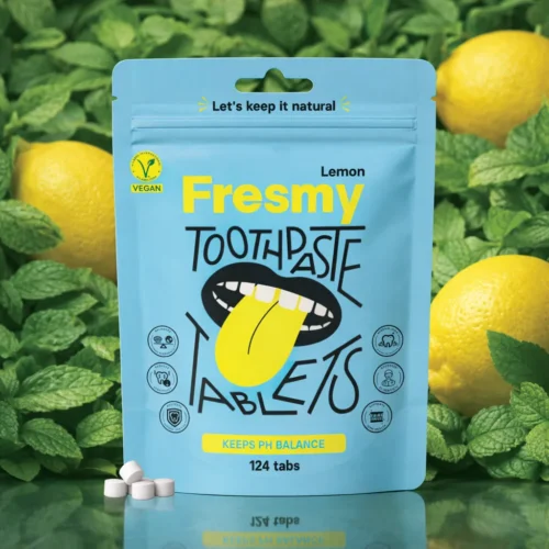 Lemon toothpaste tablets in paper bag, 124pc | SUBSCRIPTION / Sidruni hambapasta tabletid paberpakendis, 124tk | PÜSITELLIMUS