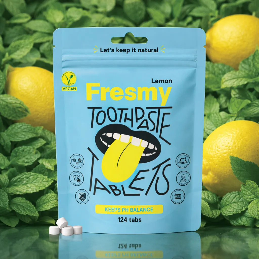 Lemon toothpaste tablets in paper bag, 124pc | SUBSCRIPTION / Sidruni hambapasta tabletid paberpakendis, 124tk | PÜSITELLIMUS