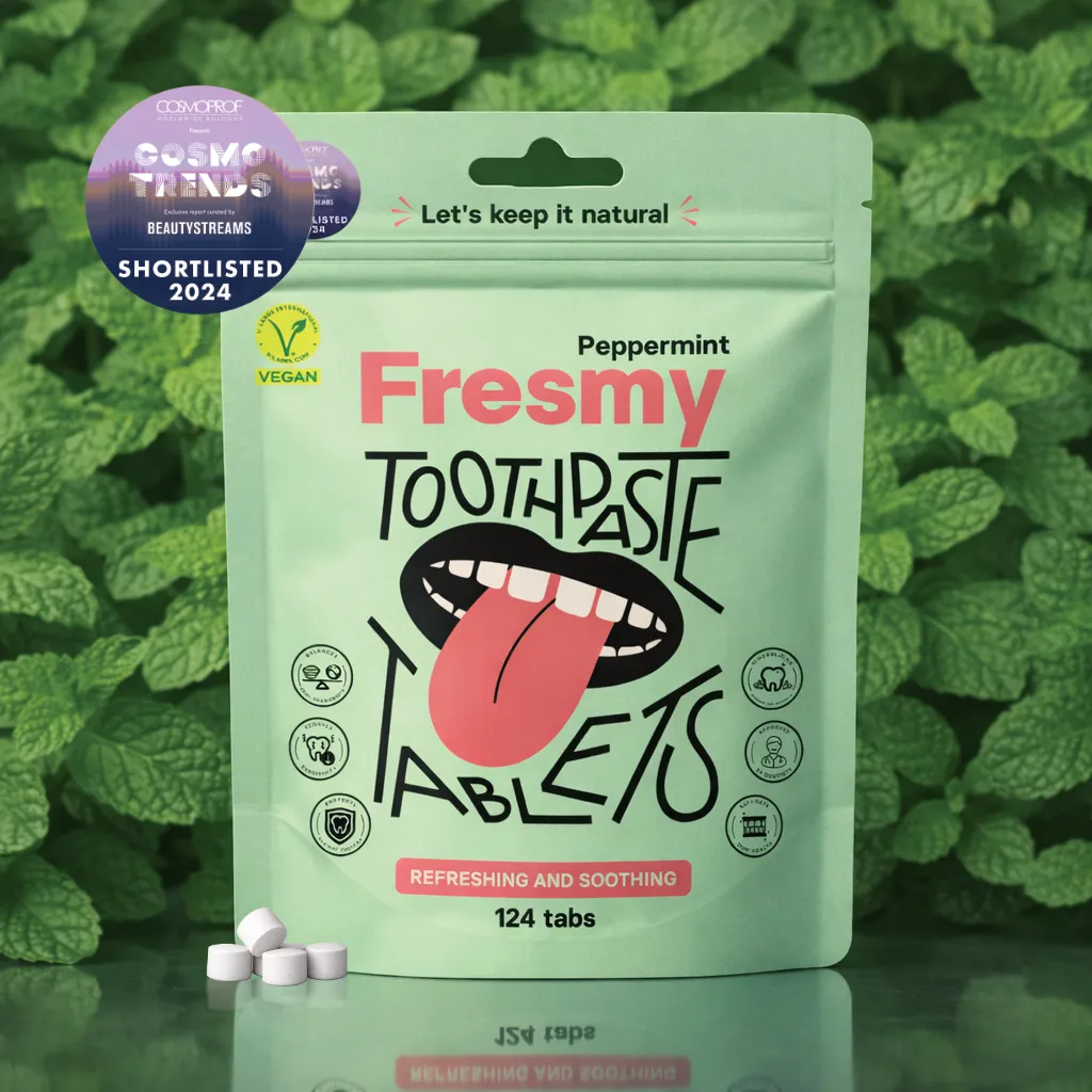 N124_Peppermint_sub_webpage_tabs_CP Peppermint toothpaste tablets in paper bag, 124pc | SUBSCRIPTION / Piparmündi hambapasta tabletid paberpakendis, 124 tk | PÜSITELLIMUS